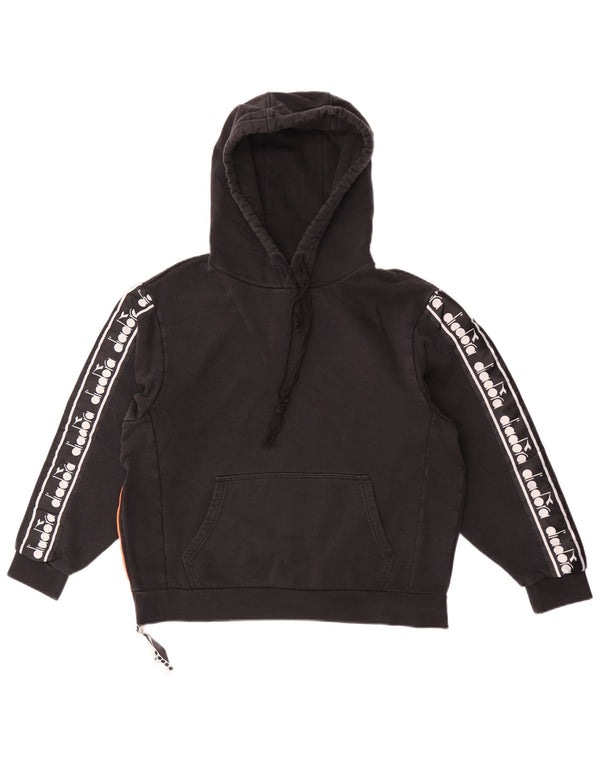 Diadora Herren-Kapuzenpullover mit Grafik, Größe S, schwarze Baumwolle