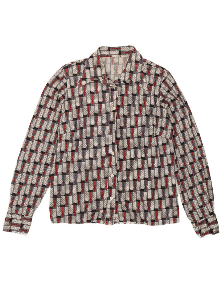 Vintage Damen Shirt UK 16 Groß Mehrfarbig Geometrisch