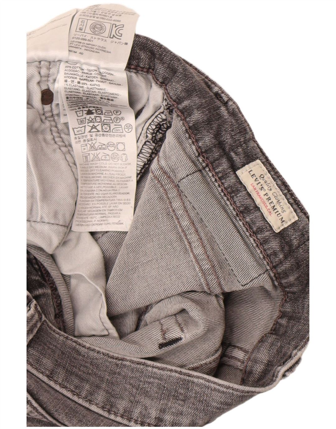 Levi's Herren Slim Jeans W32 L32 Graue Baumwolle