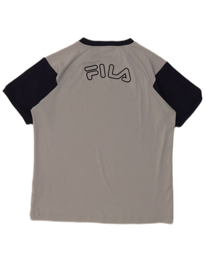 FILA Grafik-T-Shirt-Oberteil für Jungen, 11–12 Jahre, Mittelgrau, Farbblock