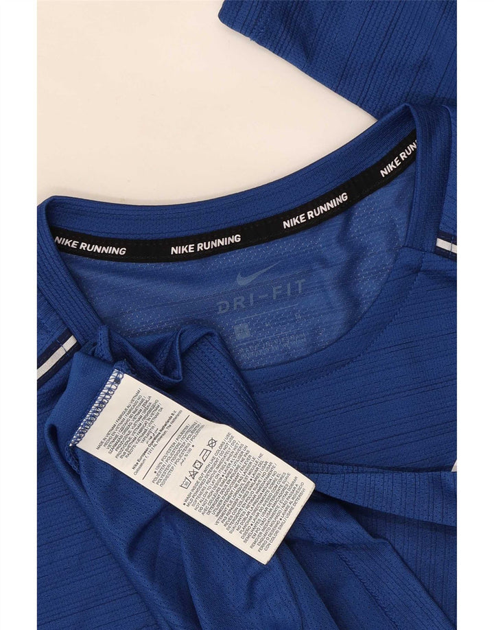 Nike Herren Dri Fit Top Langarm Mittelblau gestreift Polyester