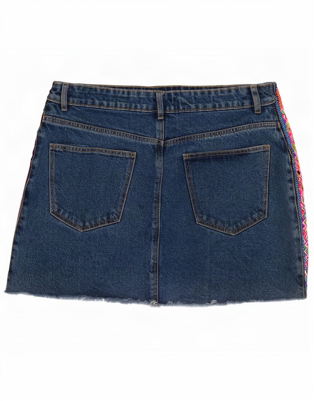 Zara Damen Mini-Jeansrock Medium W28 Blau Geometrisch