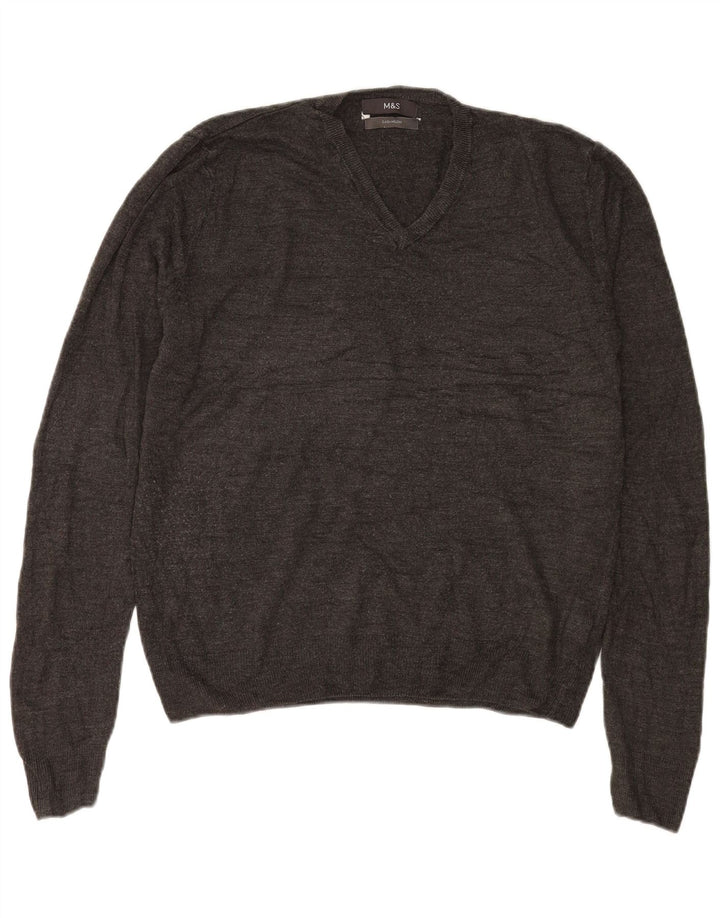 Marks & Spencer Herren-Pullover mit V-Ausschnitt, groß, Acryl, Grau