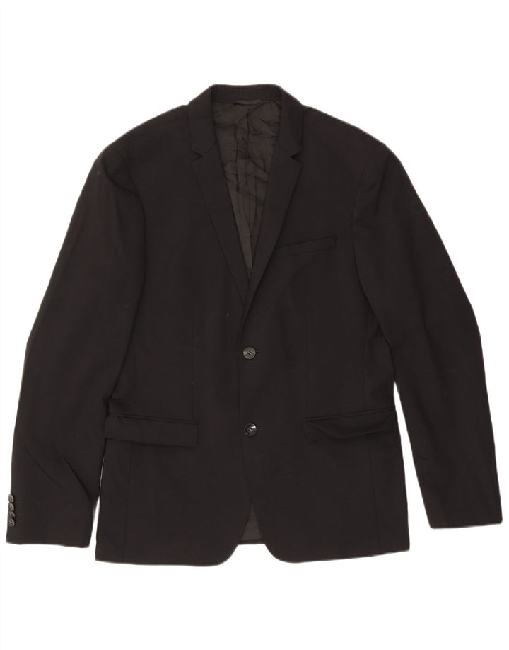 CALVIN KLEIN Herren 2-Knopf-Blazerjacke IT 48 Mittelschwarze Wolle