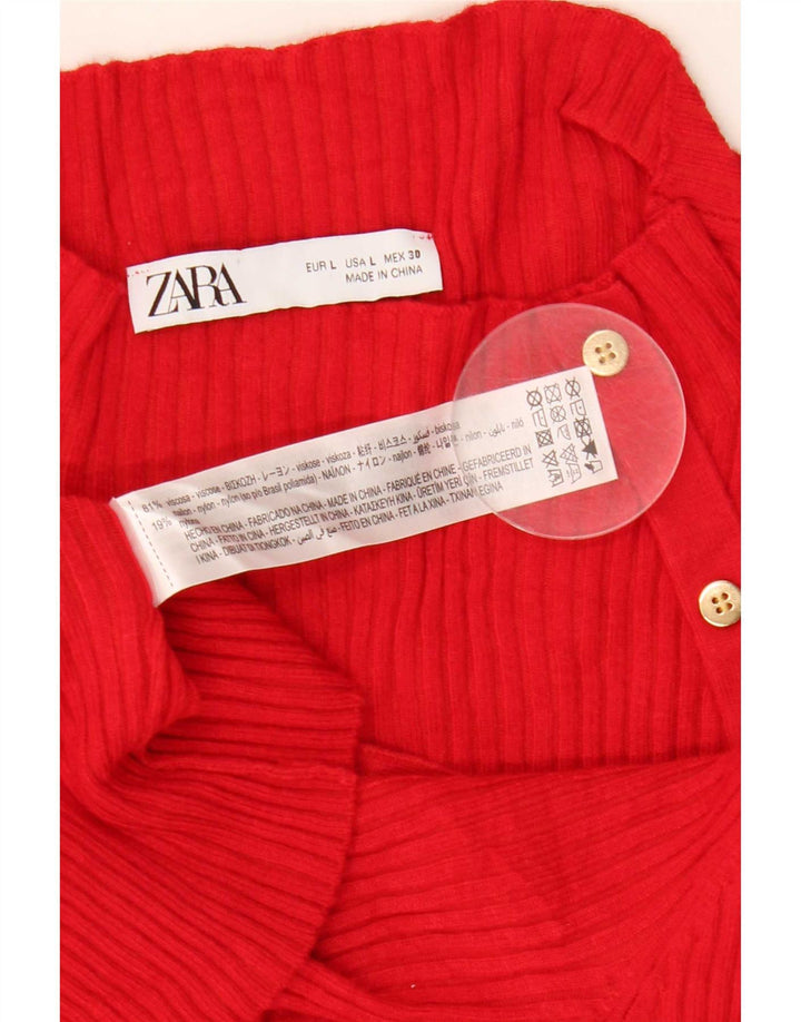 Zara Damen-Pullover mit Rollkragen, Gr. 14, Größe Rot, Viskose
