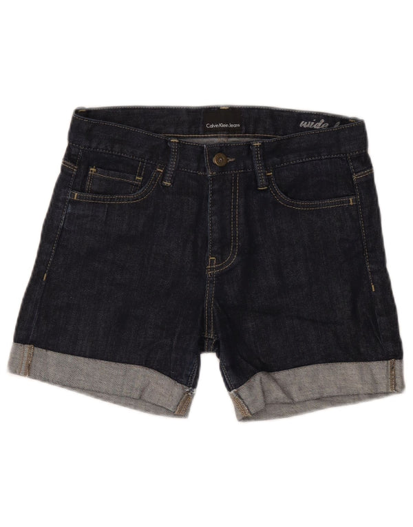 Calvin Klein Damen-Jeansshorts mit weitem Bein, W28, mittleres Marineblau