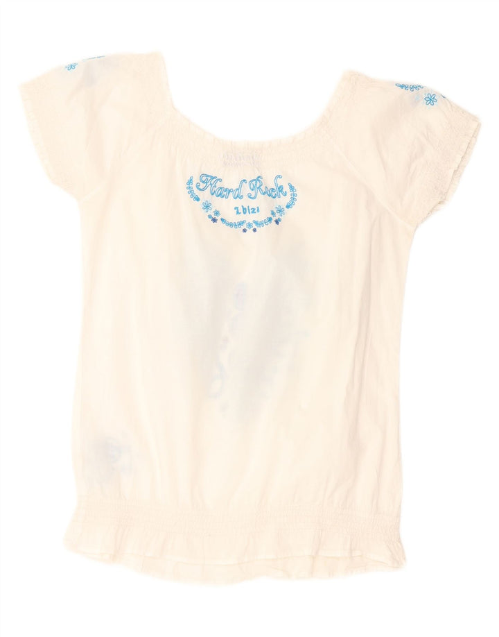 HARD ROCK CAFE Womens Blouse Top UK 12 Medium Off White Vintage Hard Rock Cafe and Second-Hand Hard Rock Cafe from Messina Hembry 