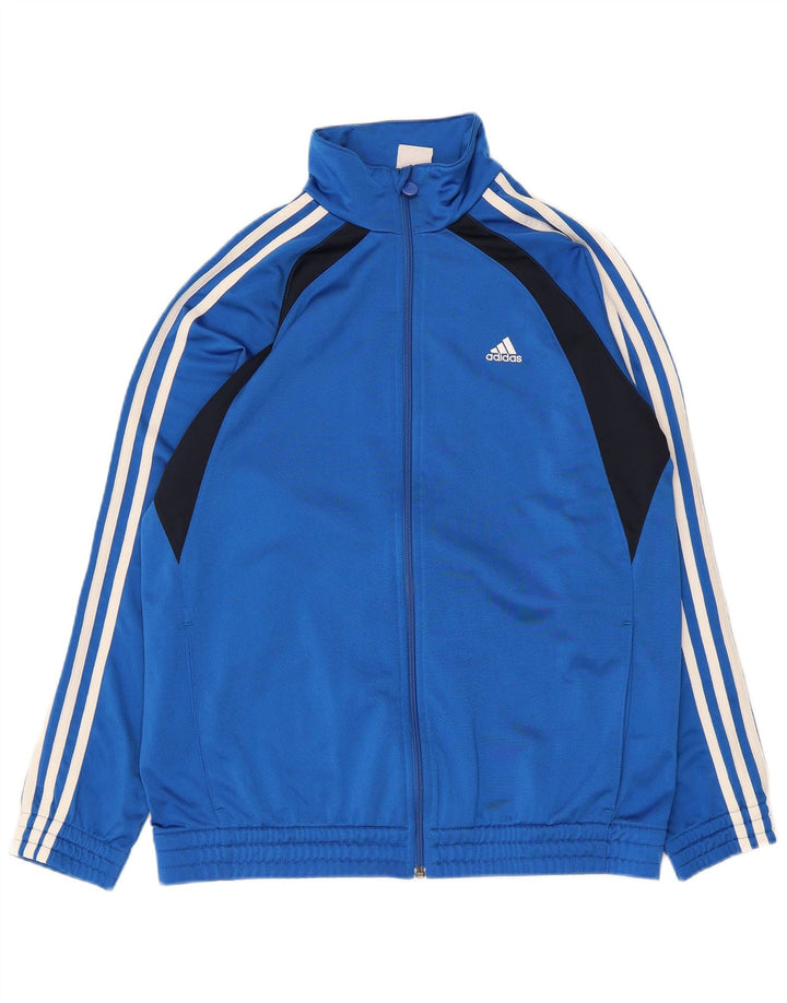 Adidas Jungen-Trainingsanzug-Top-Jacke, 15–16 Jahre, blaues Colourblock-Polyester