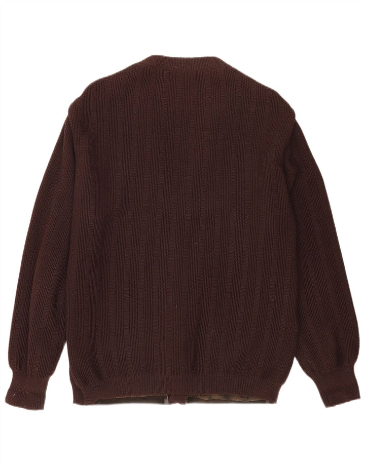 Vintage Herren Cardigan Pullover Mittelbraun Farbblock