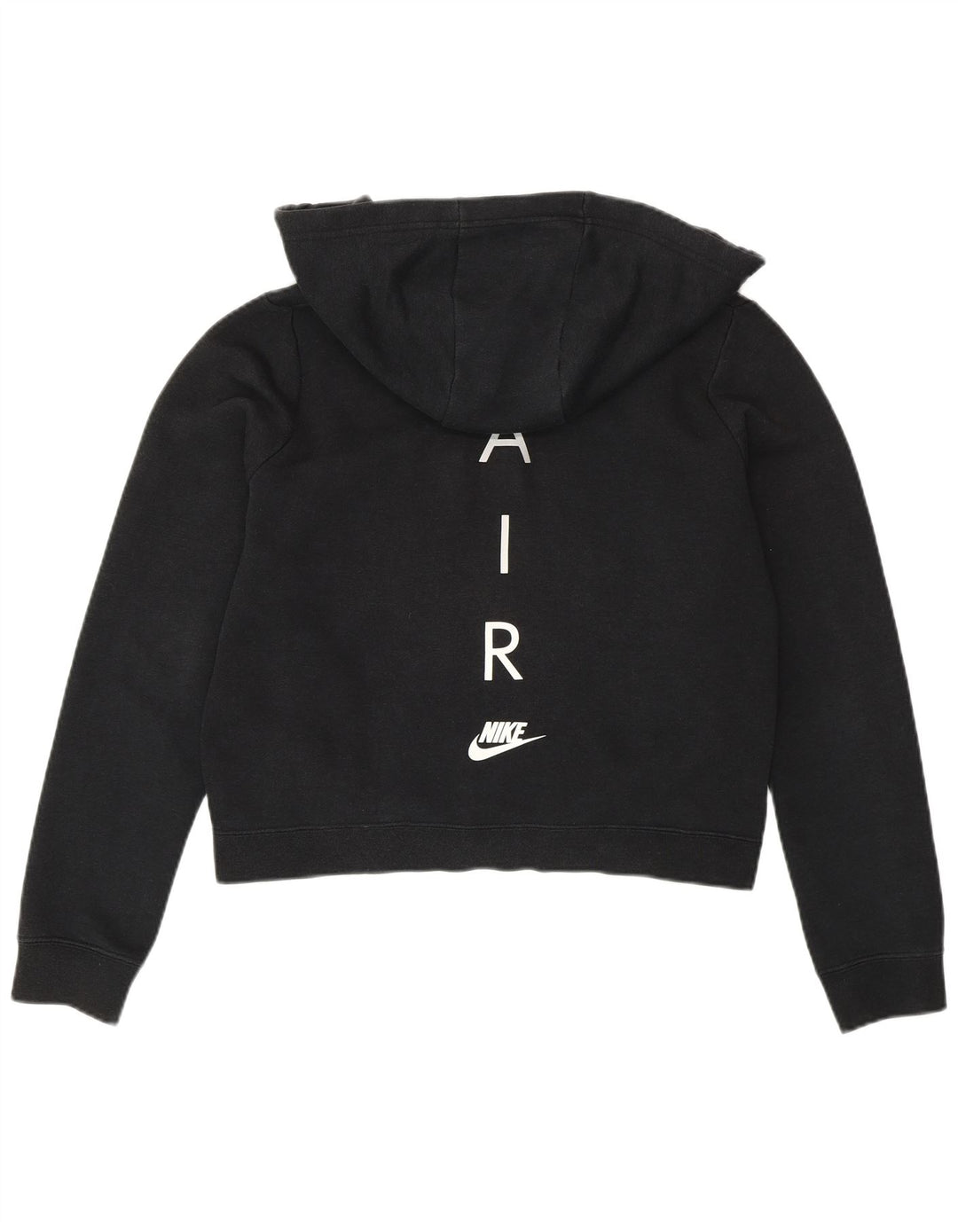 Nike Womens Oversized Crop Zip Hoodie Pullover UK 10 Small Schwarz Baumwolle