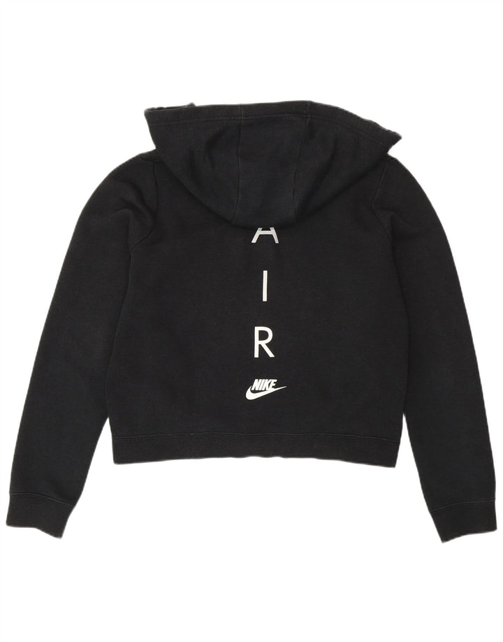 Nike Womens Oversized Crop Zip Hoodie Pullover UK 10 Small Schwarz Baumwolle