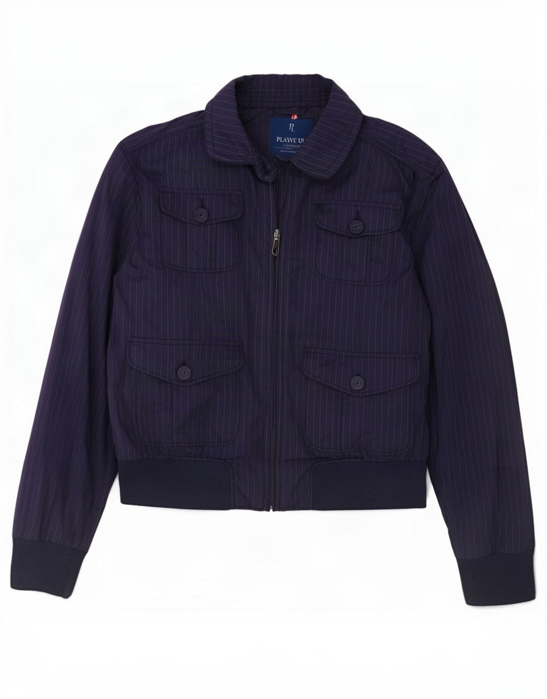 Playlife Damen Bomberjacke UK 16 Large Marineblau gestreift Polyester