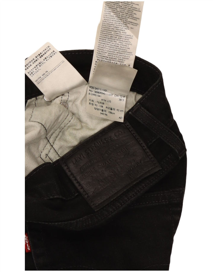 LEVI'S Herren 511 Slim Jeans W36 L32 Schwarze Baumwolle