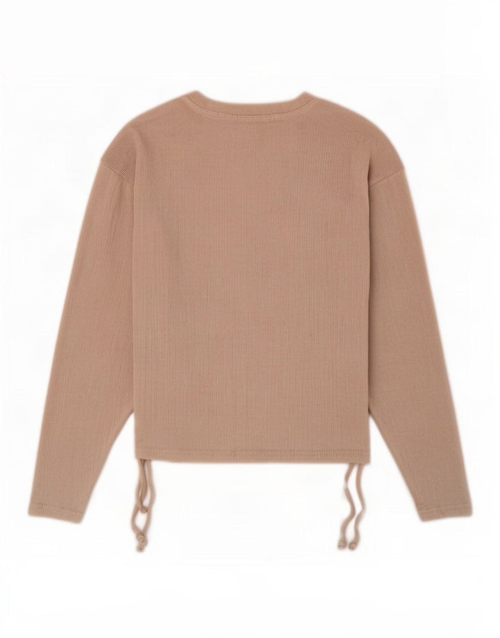Zara Damen Top Langarm UK 10 Small Beige Polyester