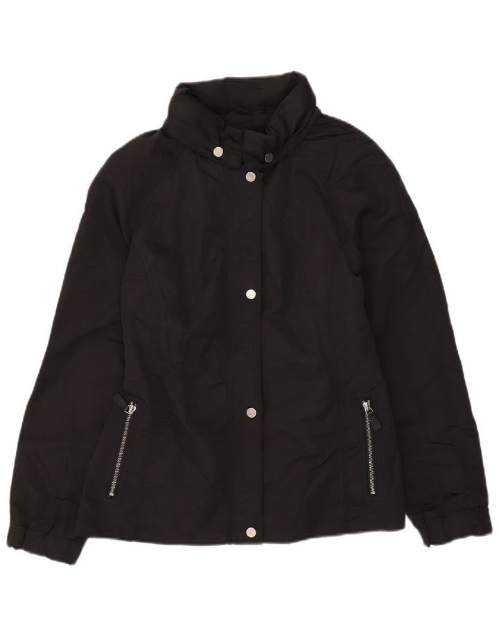 Massimo Dutti Damen-Windbreakerjacke mit Kapuze, UK 14, Mittelschwarz, Polyester