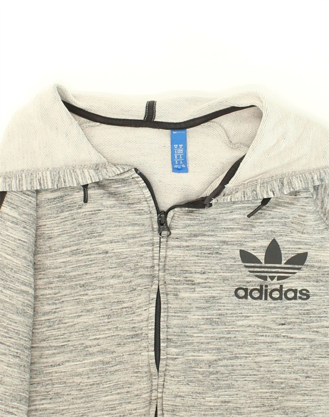 ADIDAS Herren-Kapuzenpullover mit Reißverschluss, mittelgraue Baumwolle
