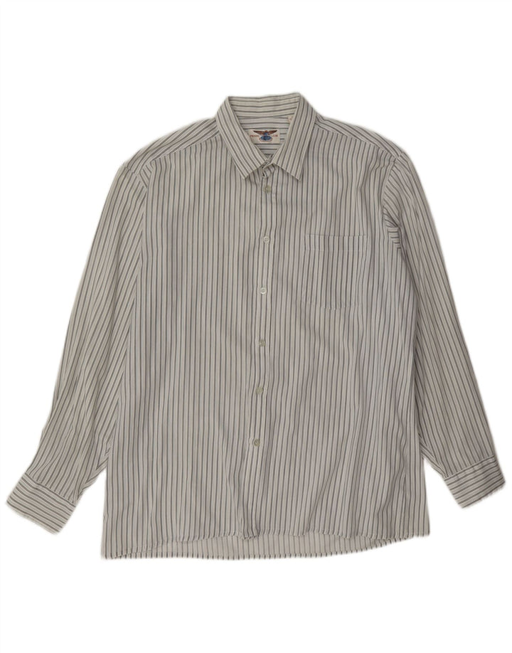 Vintage Herrenhemd Größe 16 1/2 42 Großes weiß gestreiftes Polyester