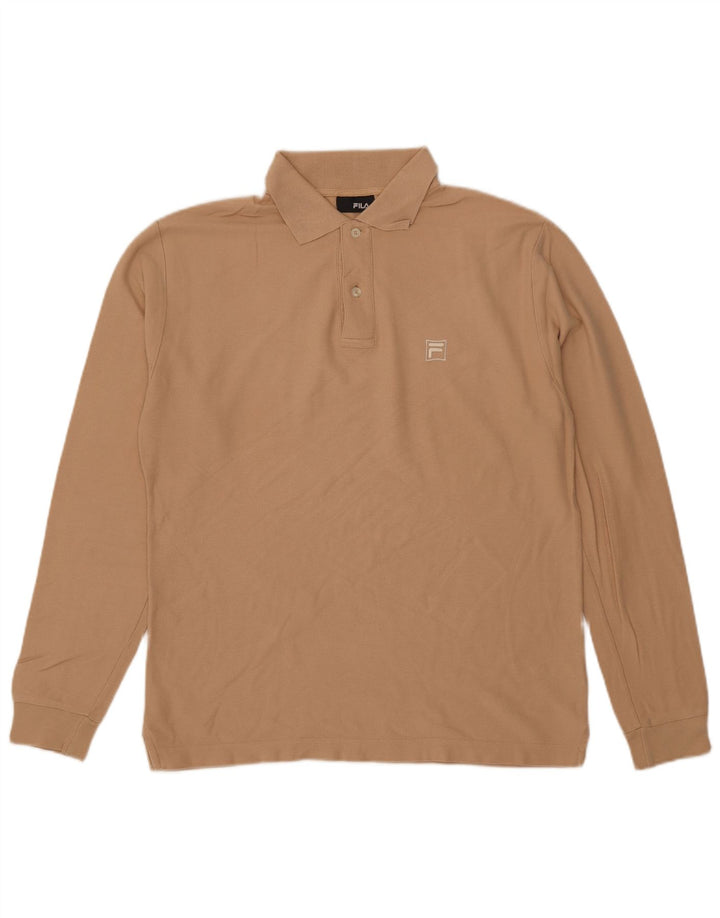 Fila Herren-Langarm-Poloshirt aus mittelbeiger Baumwolle