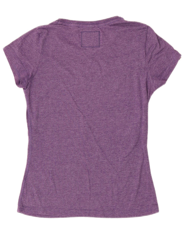 Superdry Grafik-T-Shirt-Oberteil für Damen, UK 12, mittelviolette gefleckte Baumwolle