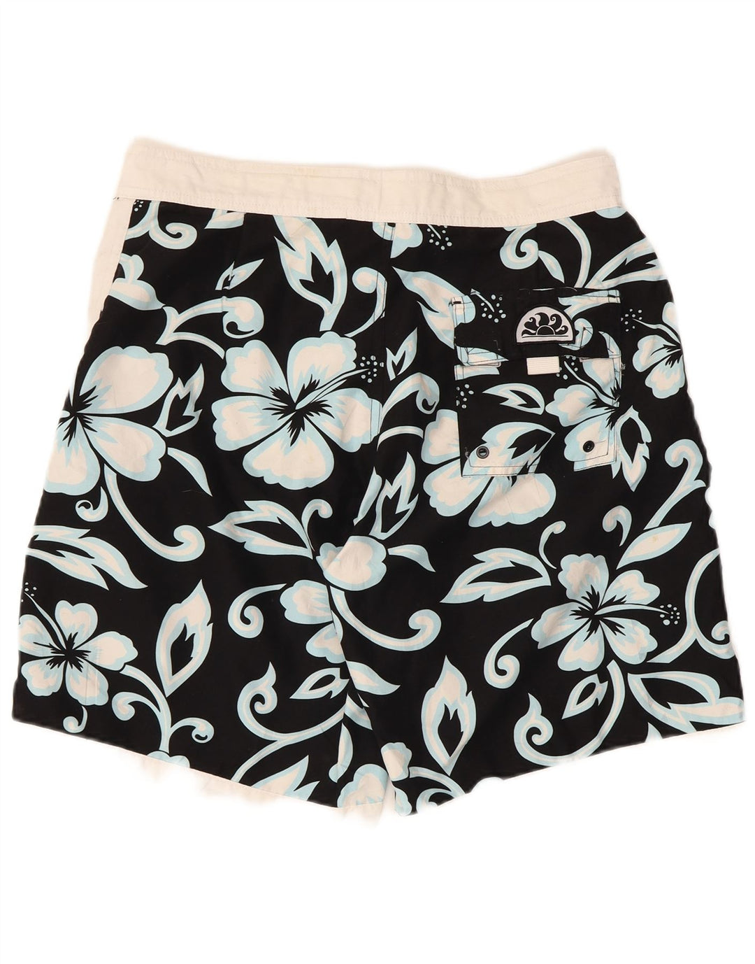 Sundek Herren-Badeshorts IT 50 Large aus schwarzem, geblümtem Polyester