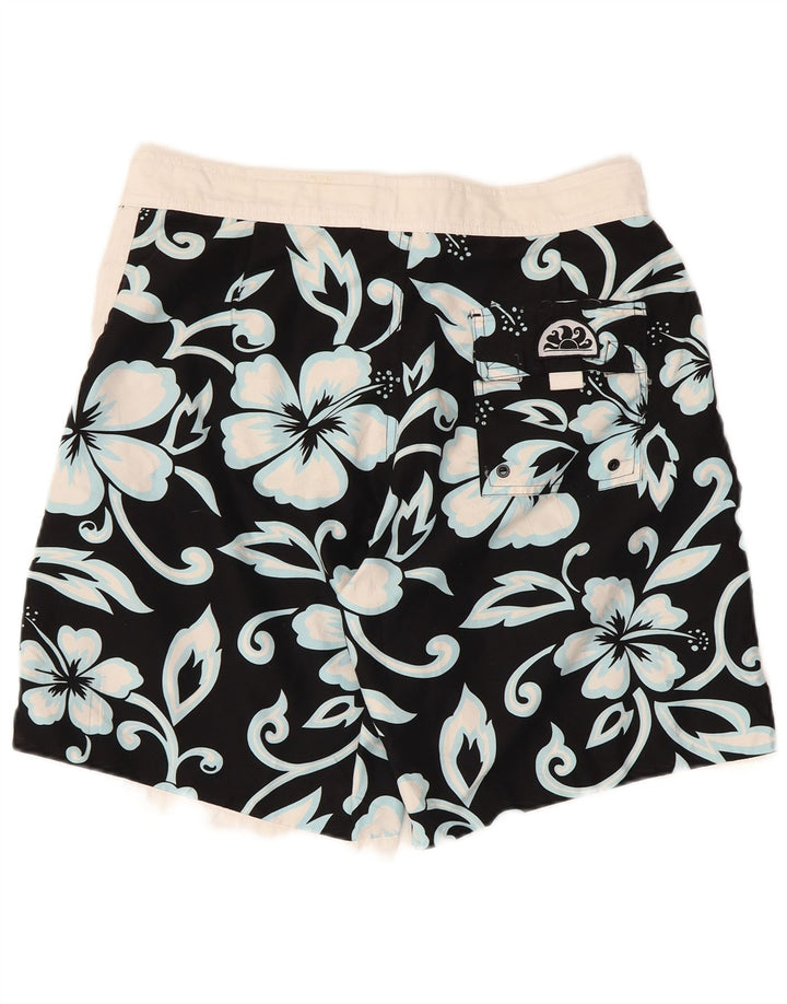Sundek Herren-Badeshorts IT 50 Large aus schwarzem, geblümtem Polyester