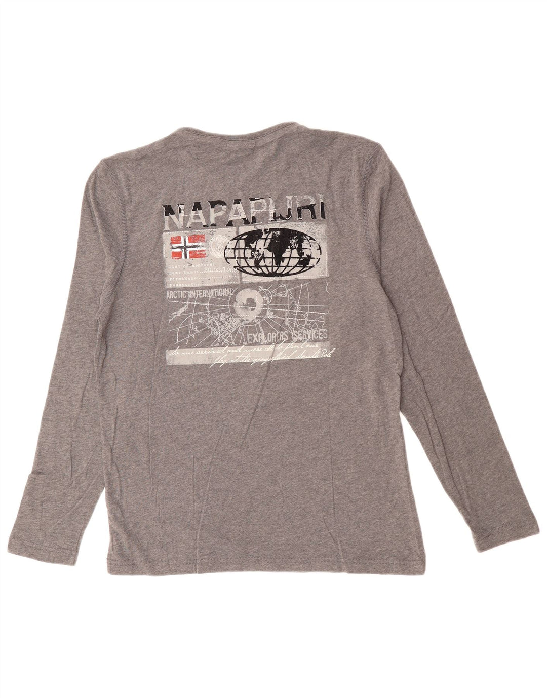 NAPAPIJRI Herren-Grafik-Oberteil, langärmelig, Mittelgrau