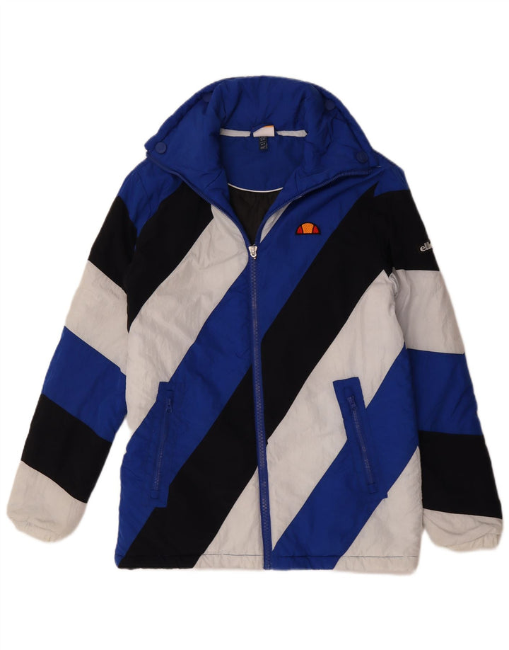 Ellesse Herren-Windbreaker-Jacke, UK 36, klein, blaues Colourblock-Polyamid