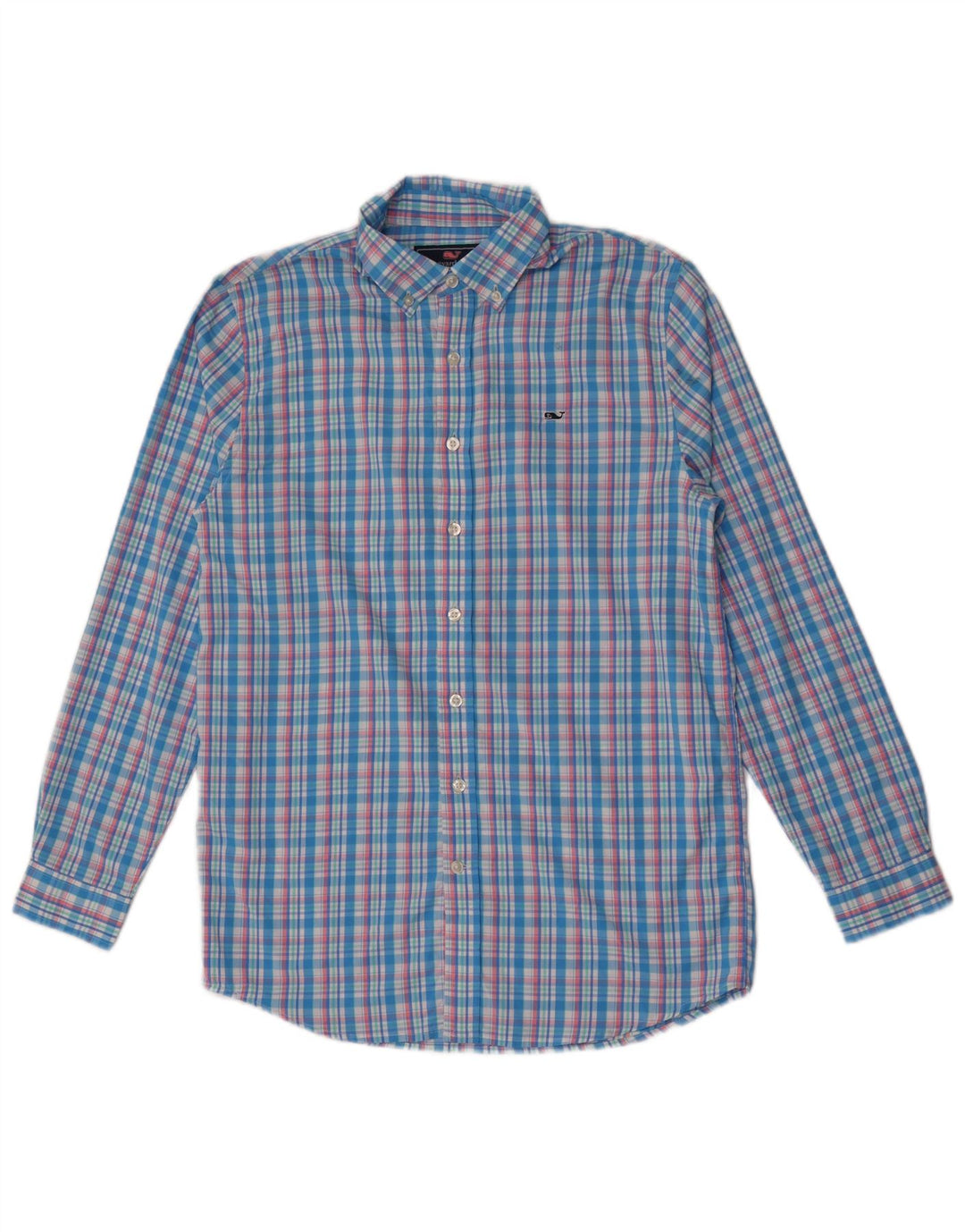 Vineyard Vines Jungen-Hemd, 15–16 Jahre, XL, blau kariertes Nylon