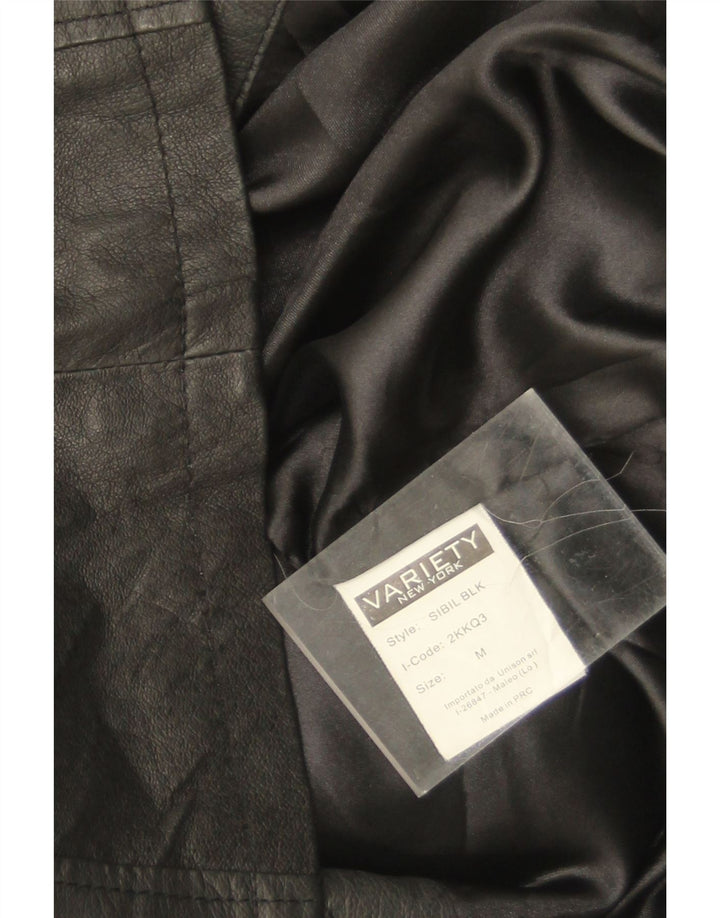 Variety Damen Militärlederjacke UK 14 Mittelschwarzes Leder