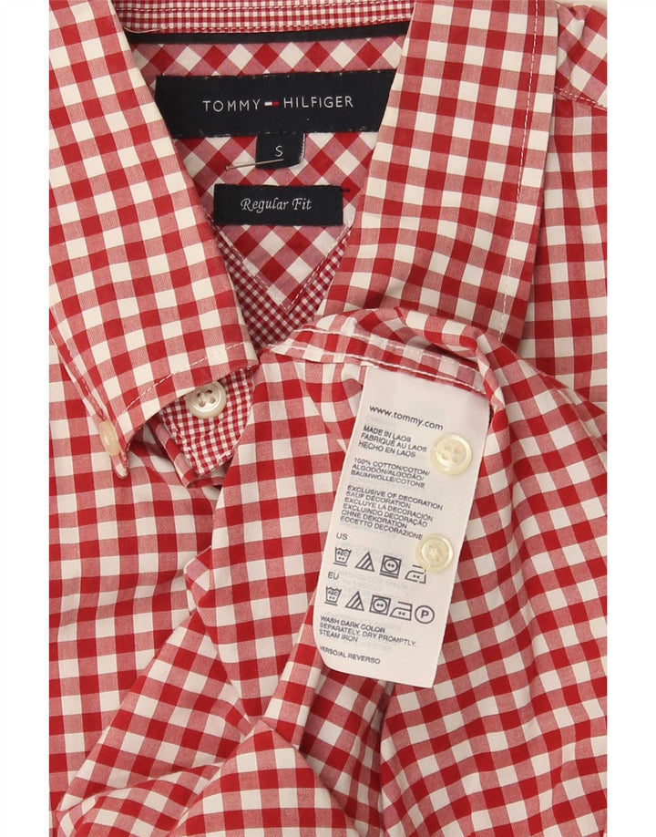 Tommy Hilfiger Herren-Hemd mit normaler Passform, kleine rote Gingham-Baumwolle