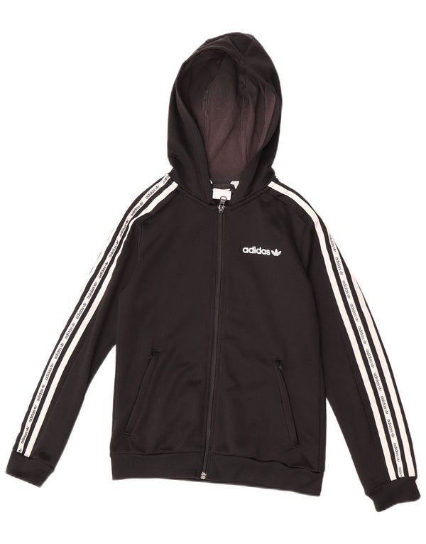 Adidas Jungen Graphic Zip Hoodie Pullover 11-12 Jahre Schwarz Polyester Sport