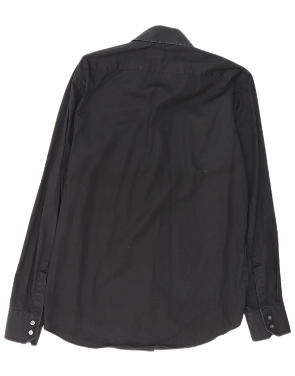 Hugo Boss Herren-Hemd mit normaler Passform, Größe 39 15 1/2 Medium Schwarz