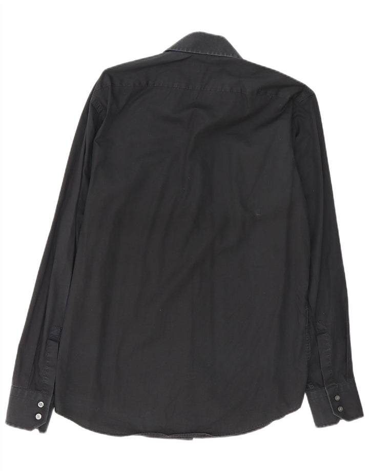 Hugo Boss Herren-Hemd mit normaler Passform, Größe 39 15 1/2 Medium Schwarz