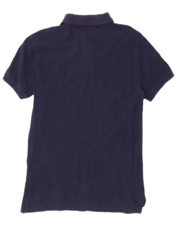 Polo Ralph Lauren Herren-Poloshirt mit Grafik, schmale Passform, mittelmarineblaue Baumwolle