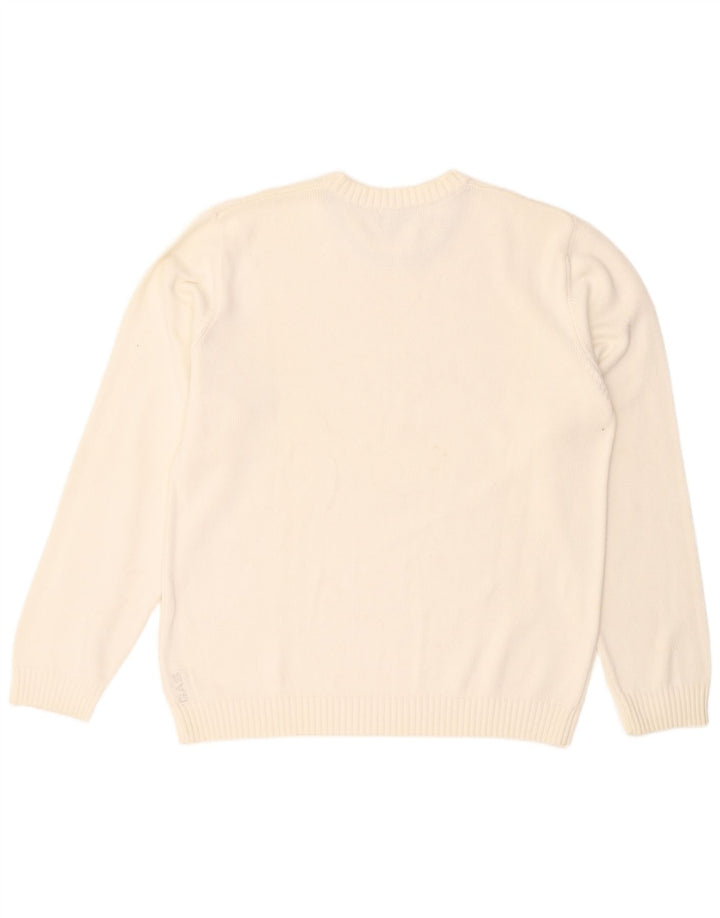 Gas Herren-Pullover mit Rundhalsausschnitt, 2XL, weiße Baumwolle