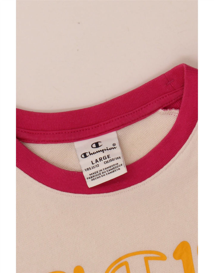 CHAMPION Sweatshirt-Pullover für Mädchen, 11–12 Jahre, groß, rosa, Farbblock
