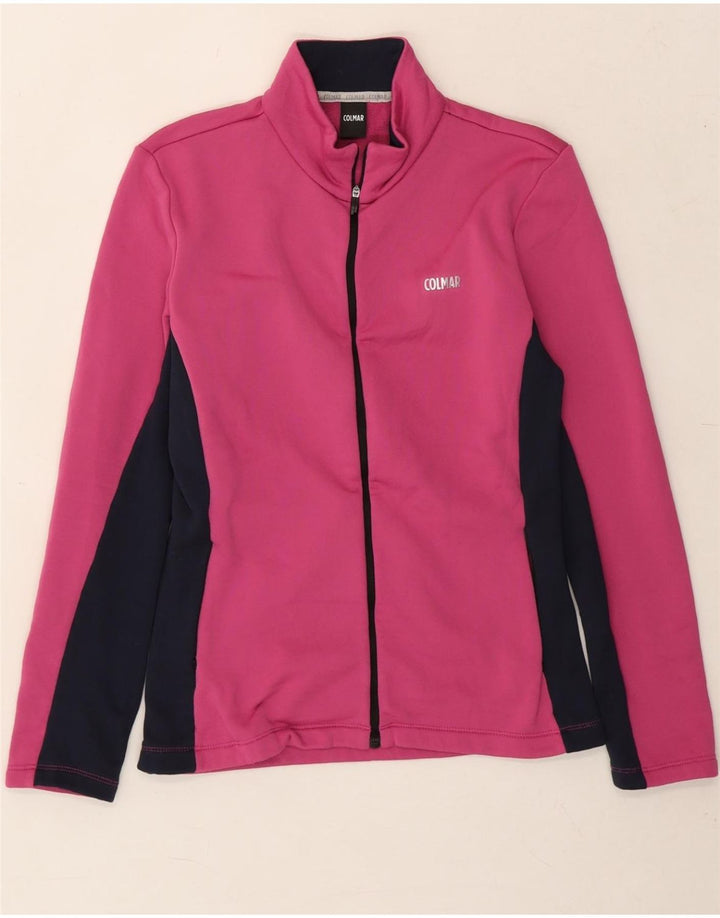 COLMAR Womens Tracksuit Top Jacket UK 14 Medium Pink Colourblock Polyester Vintage Colmar and Second-Hand Colmar from Messina Hembry 