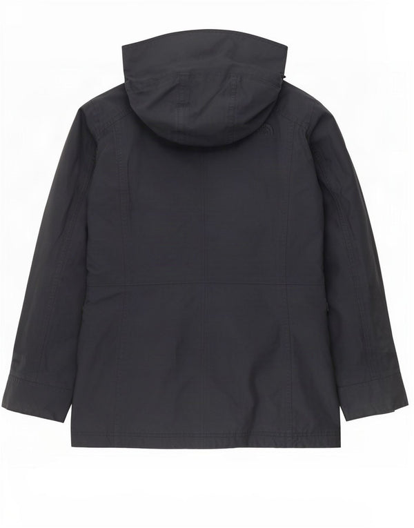 The North Face Womens Hooded Parka Jacket UK 10 Small Navy Blue Cotton