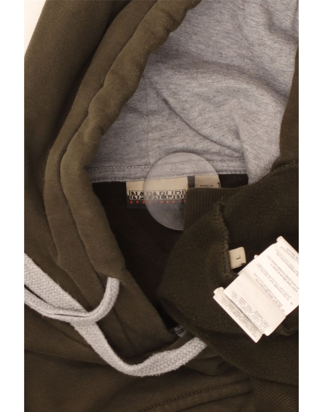 NAPAPIJRI Herren-Kapuzenpullover mit Geographic-Grafik, groß, Khaki, Baumwolle