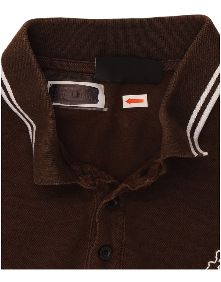 Kappa Herren-Poloshirt, groß, braun gestreift, Baumwolle