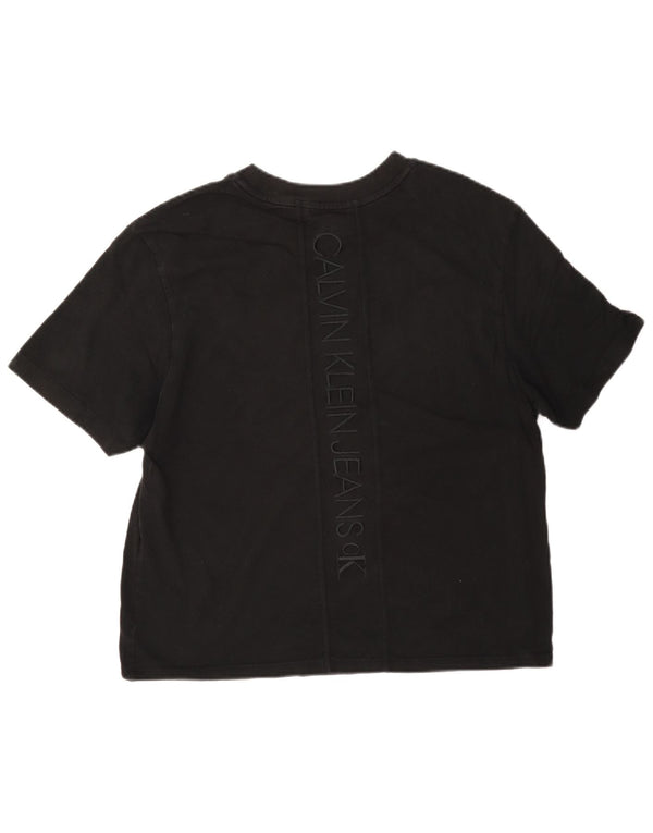 Calvin Klein Jeans Damen Crop Graphic T-Shirt Top UK 14 Medium Schwarz