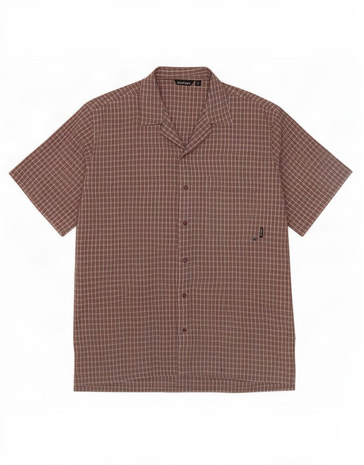 Rohan Herren-Kurzarmhemd aus mittelbraun kariertem Polyester