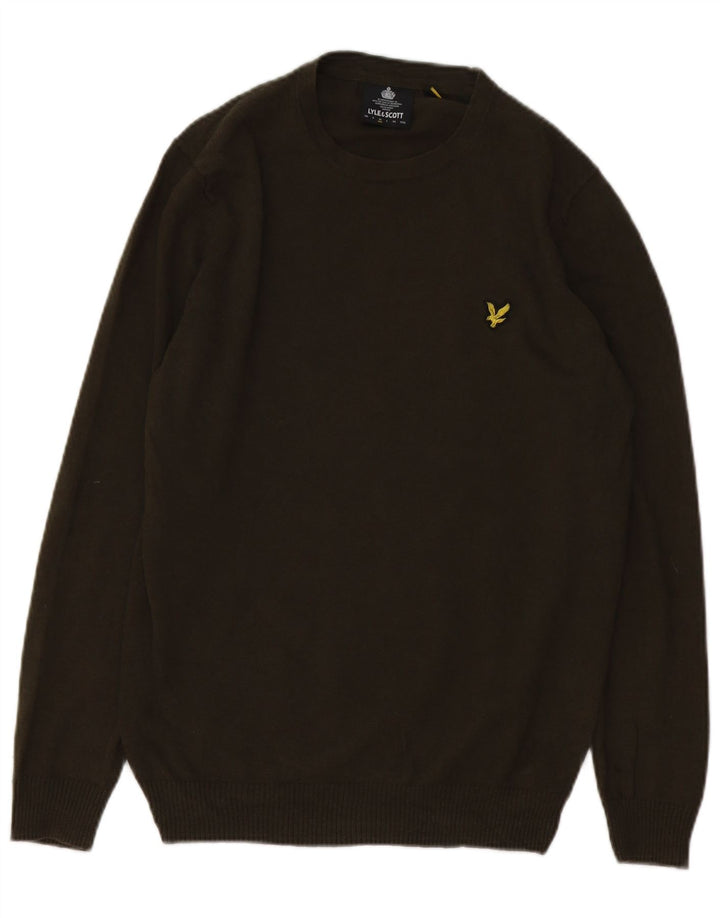 LYLE & SCOTT Herren-Pullover mit Rundhalsausschnitt, mittlere Khaki-Baumwolle