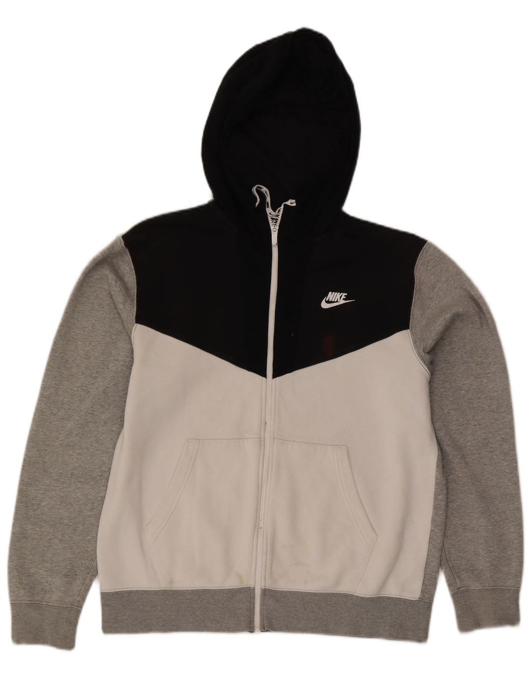 Nike Herren-Kapuzenpullover mit Reißverschluss, mittelgraue Colourblock-Baumwolle