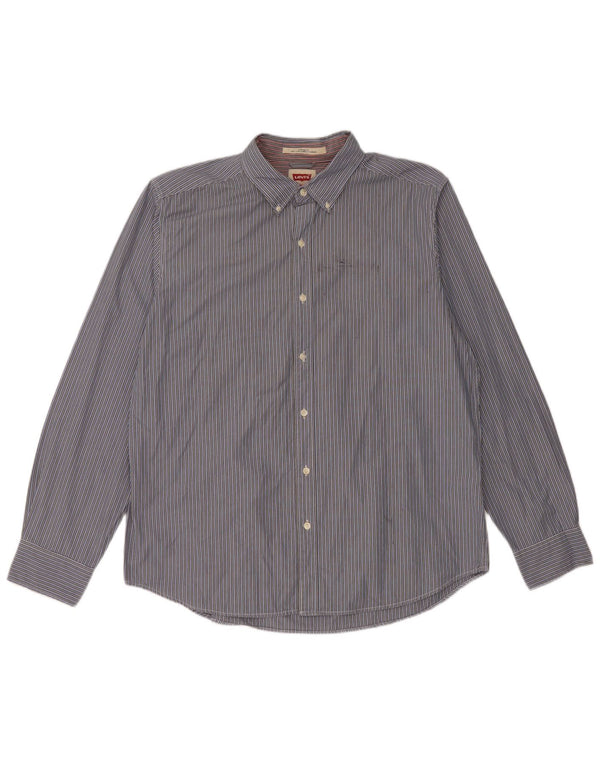 Levi's Mens Standard Fit Shirt XL Blue Striped Cotton