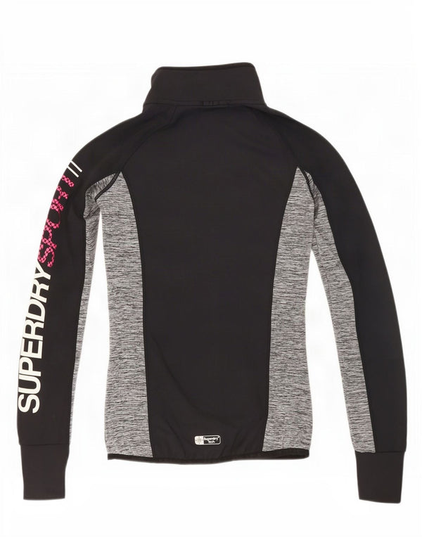 Superdry Damen-Trainingsanzugoberteil mit Grafik, UK 6 XS, Schwarz, Farbblock