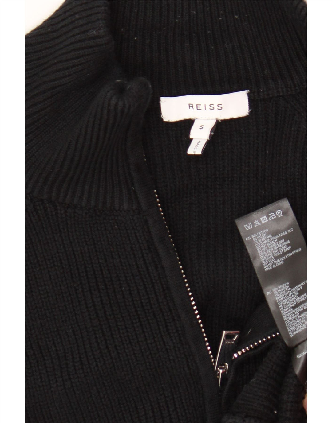 Reiss Herren-Cardigan, Größe S, schwarze Baumwolle