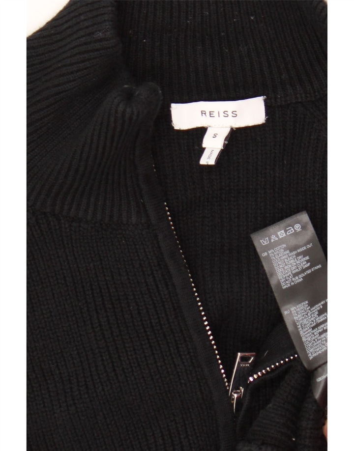 Reiss Herren-Cardigan, Größe S, schwarze Baumwolle