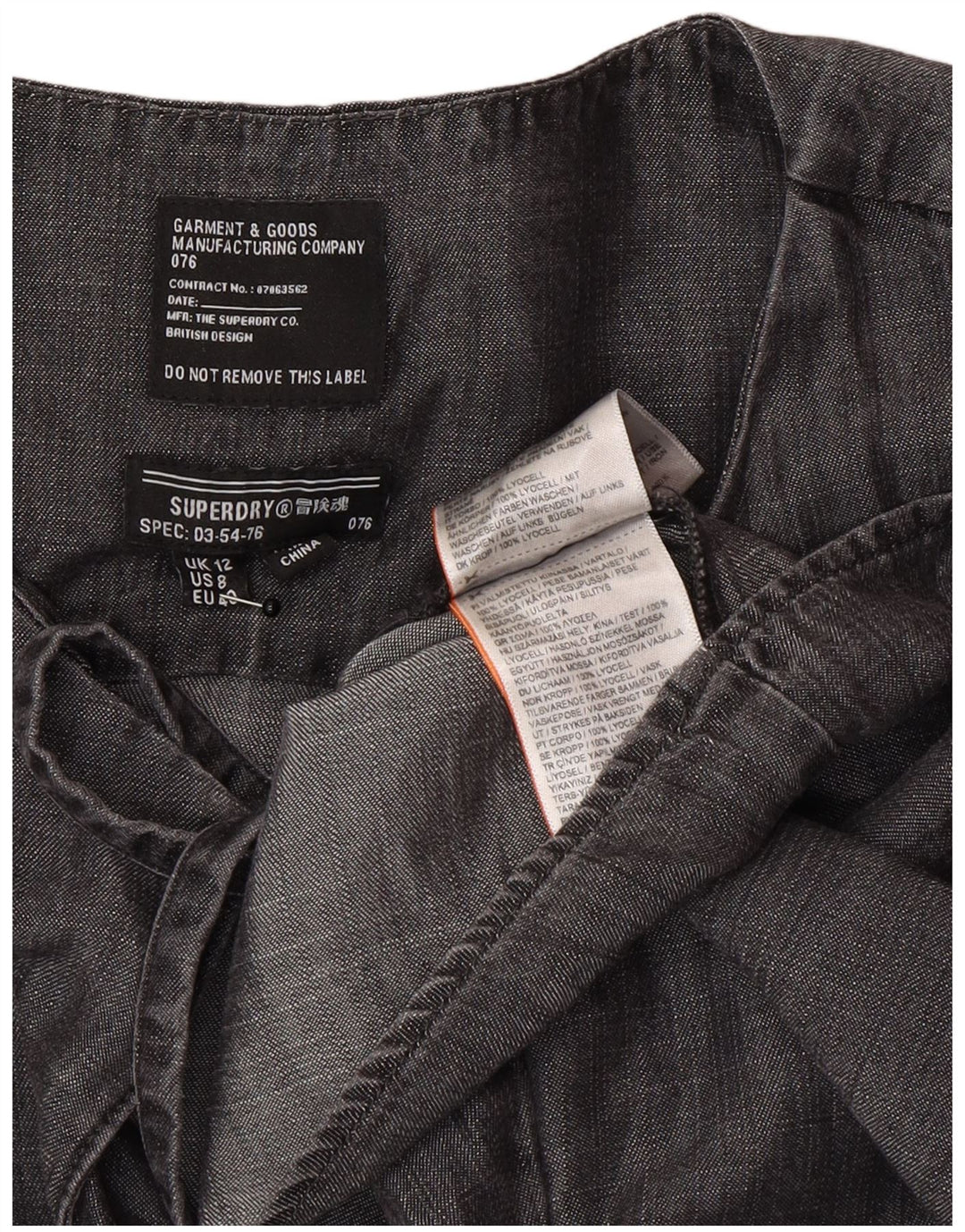 Superdry Damen Langarm-A-Linien-Kleid UK 12 Mittelgraues Lyocell