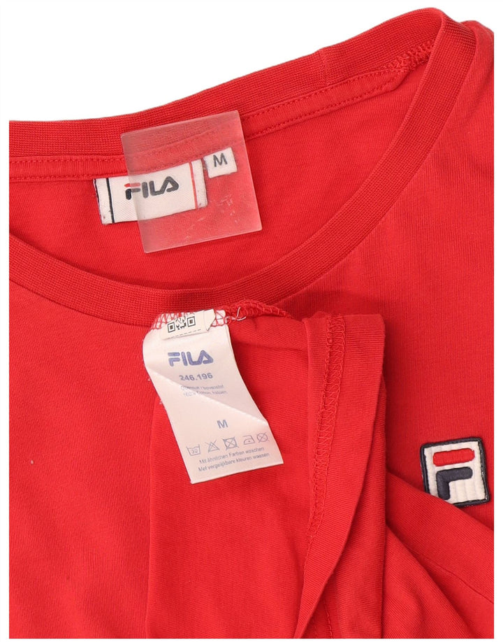 Fila Damen T-Shirt Top UK 14 Mittelrote Baumwolle